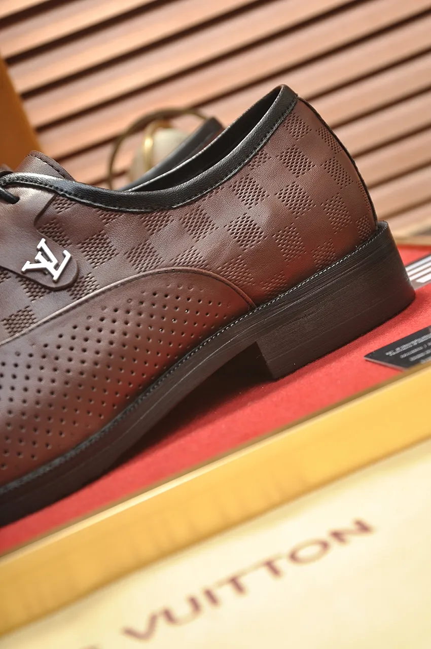 Men's shoes💰460💶【LOUIS VUITTON】(sheepskin lining) new cowhide LV formal shoes🎩🎩❗️🆘made one to one at the counter🎩original quality, imported cowhide upper➕full sheepskin lining➕original rubber outsole, {high quality visible}👣Size: 38-45 (45 custom-made)